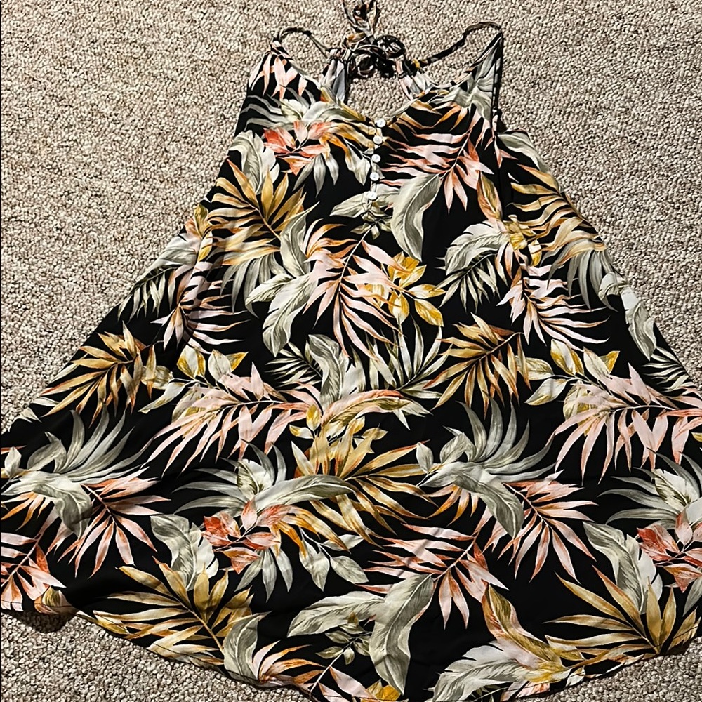 Rip Curl Tropical Print Dress - Black, Pink, Yellow, Green